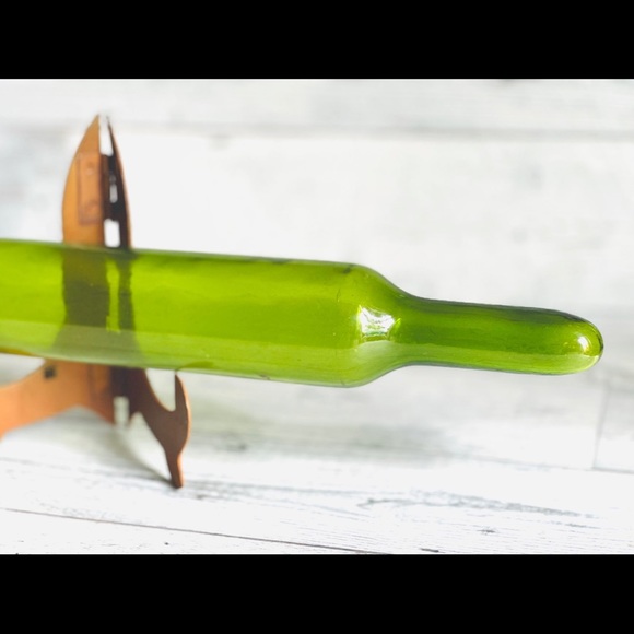 Antique 1800’s Hand Blown Green Glass Rolling Pin 20” w/ CORK - RARE FIND - Picture 2 of 7